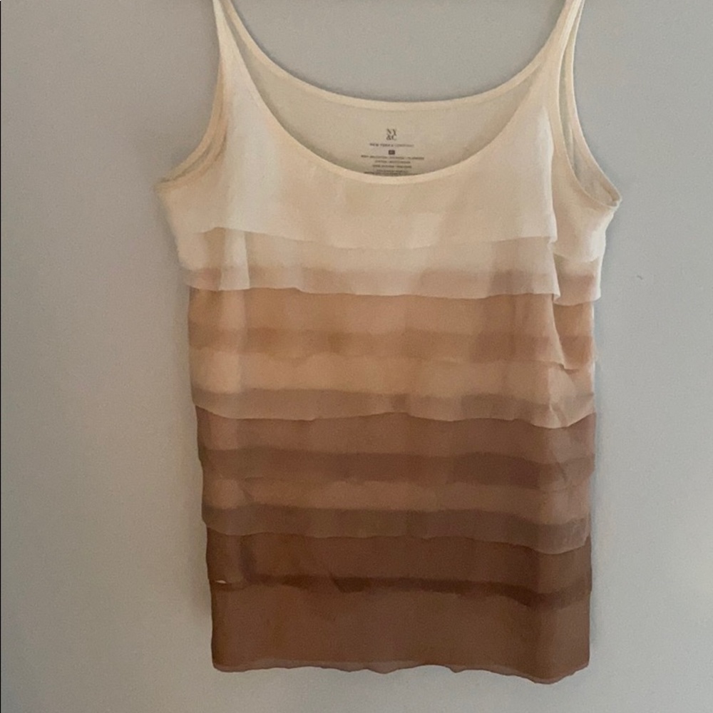 Chiffon tank top. New York & Company. Xl, tan